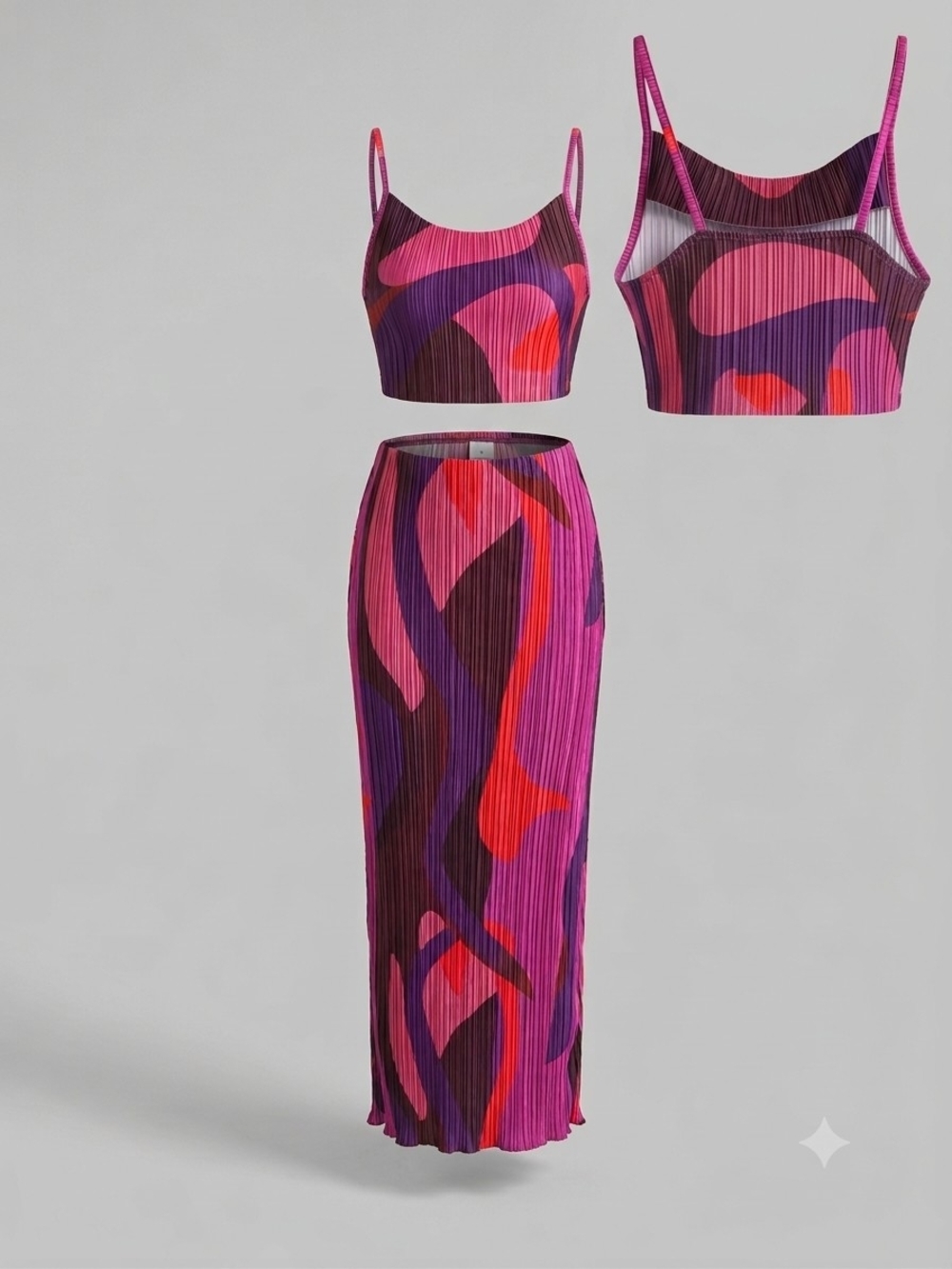 PrettyLittleThing Pink Purple Red Abstract Print Maxi Skirt